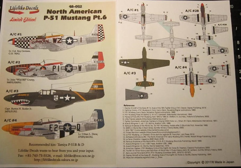 Euro Decals 1/72 NORTH AMERICAN P-51D BUBBLETOP MUSTANG FIGHTERS 